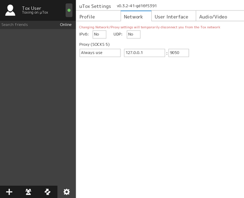 Using uTox with Tor  Using uTox with Tor